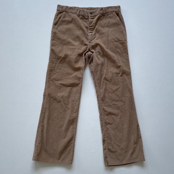 Vtg 70's LEVI'S Light Brown Corduroy Pants Western V Yoke High Rise White Tab - Picture 1 of 13